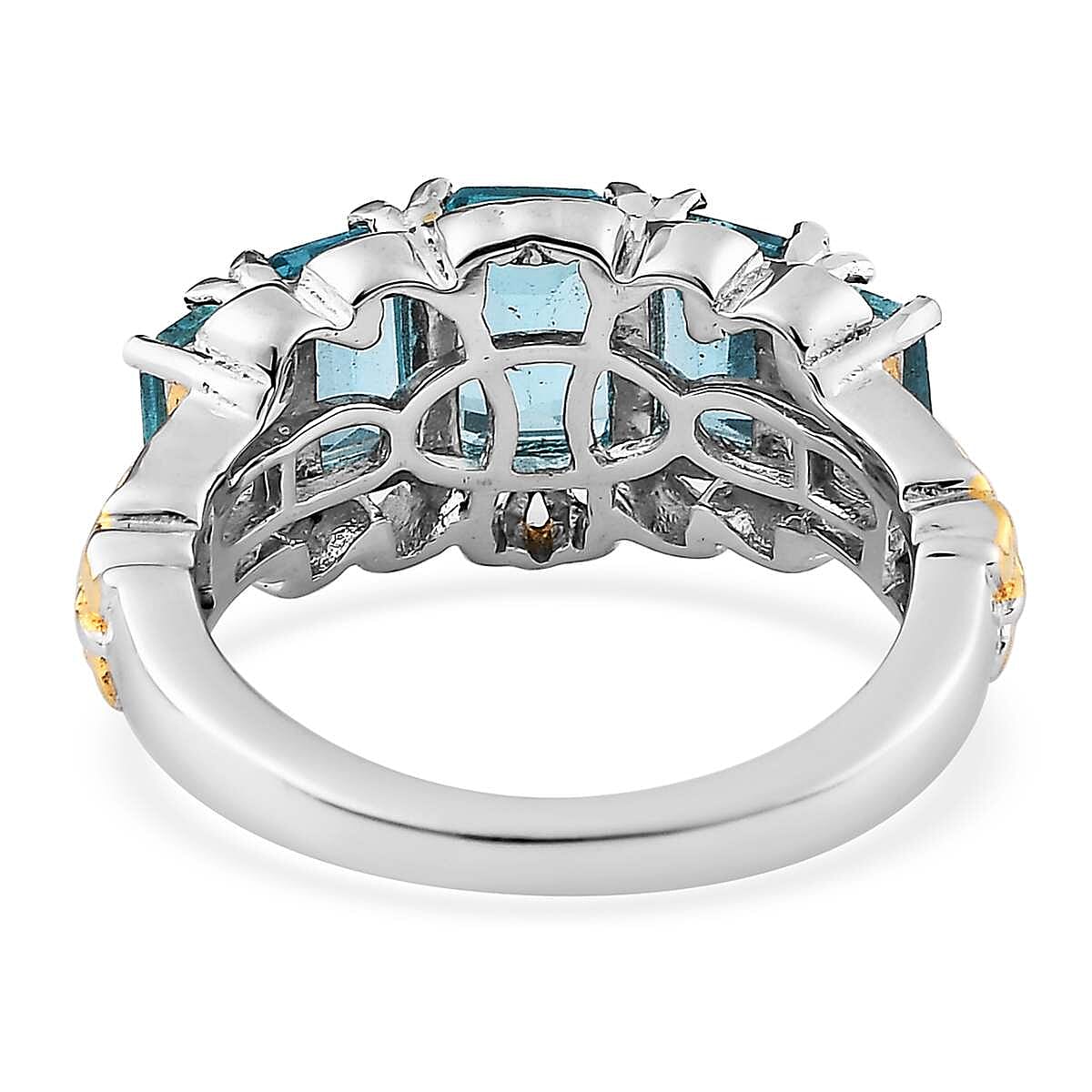 Madagascar Paraiba Apatite 5 Stone Ring in Vermeil YG and Platinum Over Sterling Silver (Size 6.0) 2.80 ctw image number 4