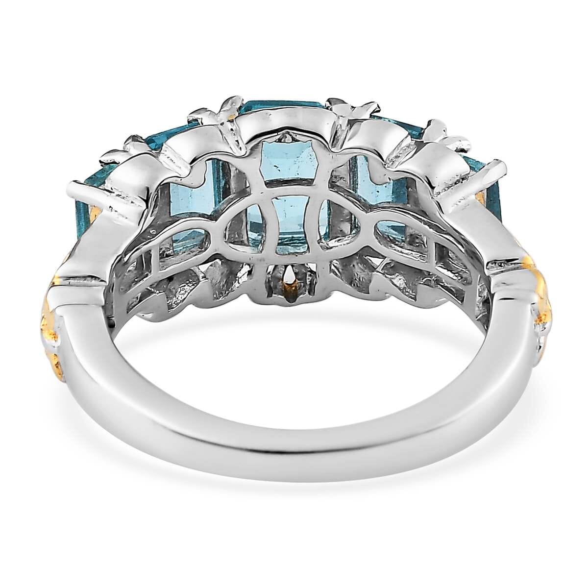Madagascar Paraiba Apatite 5 Stone Ring in Vermeil YG and Platinum Over Sterling Silver (Size 8.0) 2.80 ctw image number 4