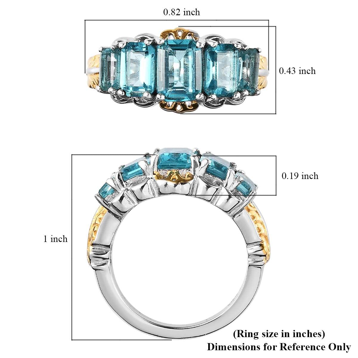 Madagascar Paraiba Apatite 5 Stone Ring in Vermeil YG and Platinum Over Sterling Silver (Size 8.0) 2.80 ctw image number 5