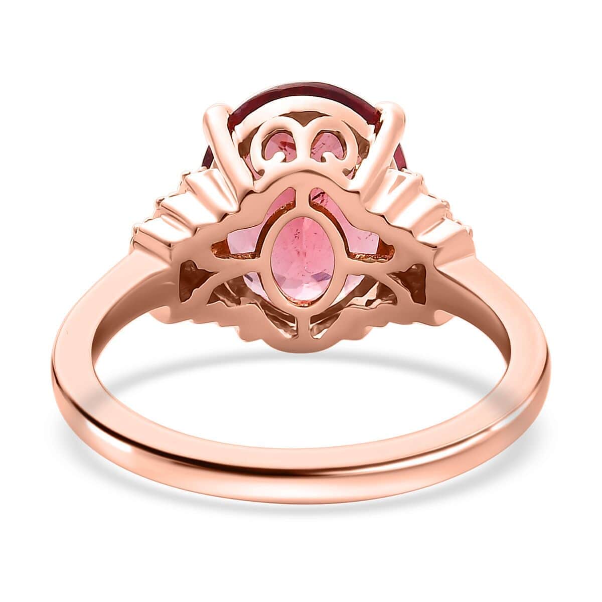 Luxoro 14K Rose Gold Premium Blush Apatite and I3 Natural Champagne Diamond Ring 4.10 ctw image number 4