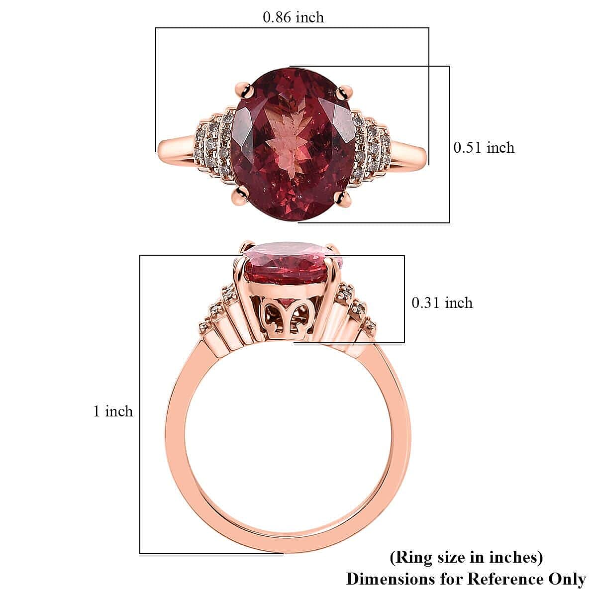 Luxoro 14K Rose Gold Premium Blush Apatite and I3 Natural Champagne Diamond Ring (Size 6.0) 4.10 ctw