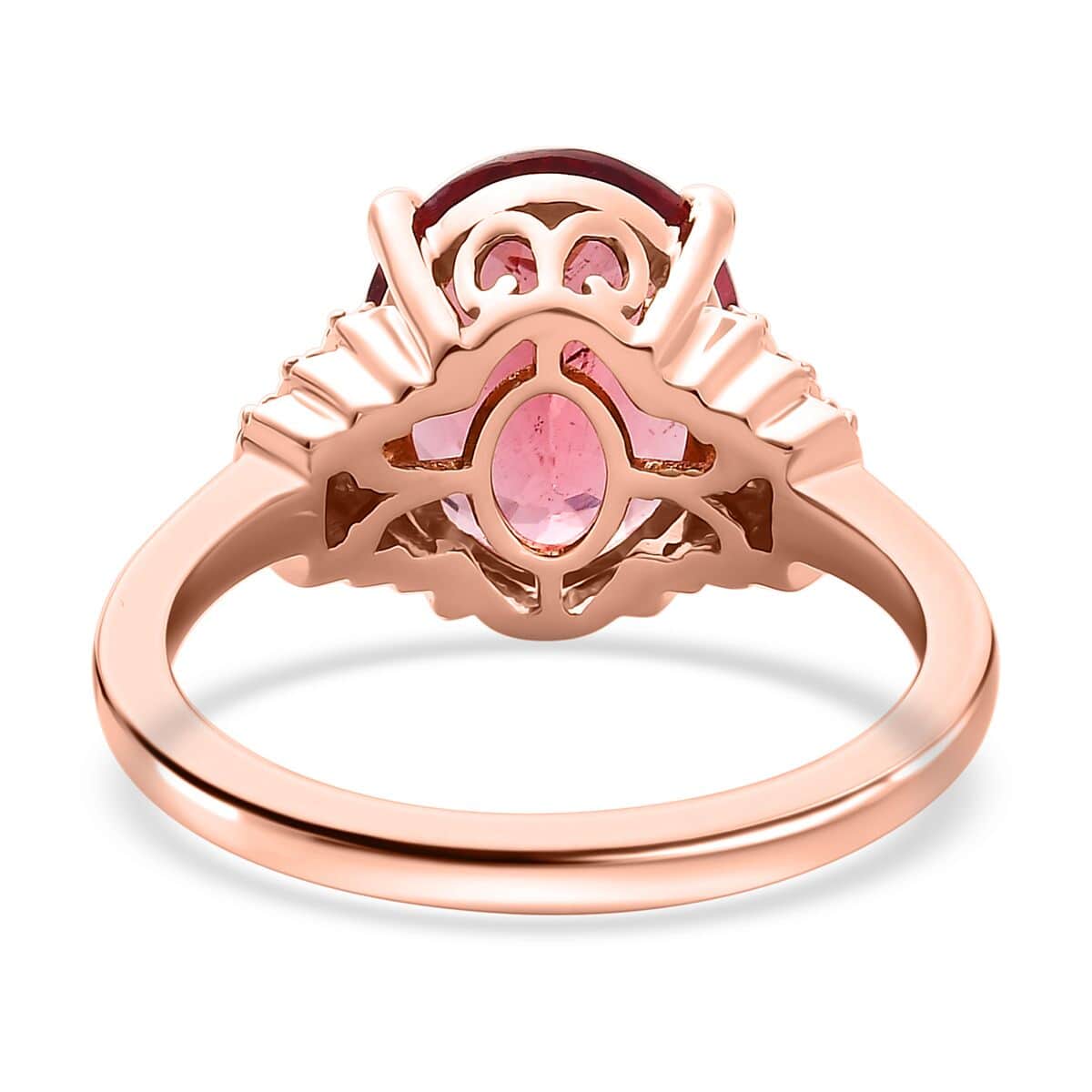 Luxoro 14K Rose Gold Premium Blush Apatite and I3 Natural Champagne Diamond Ring (Size 7.0) 4.10 ctw image number 4