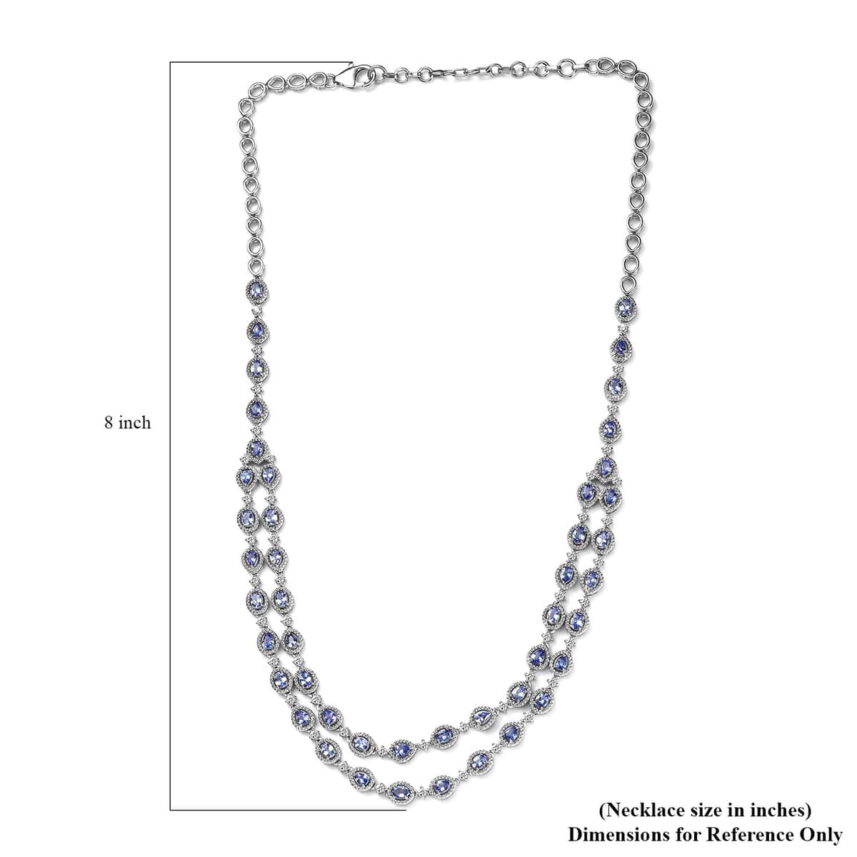 Tanzanite and White Zircon Necklace 18-20 Inches in Platinum Over Sterling Silver 9.30 ctw image number 5