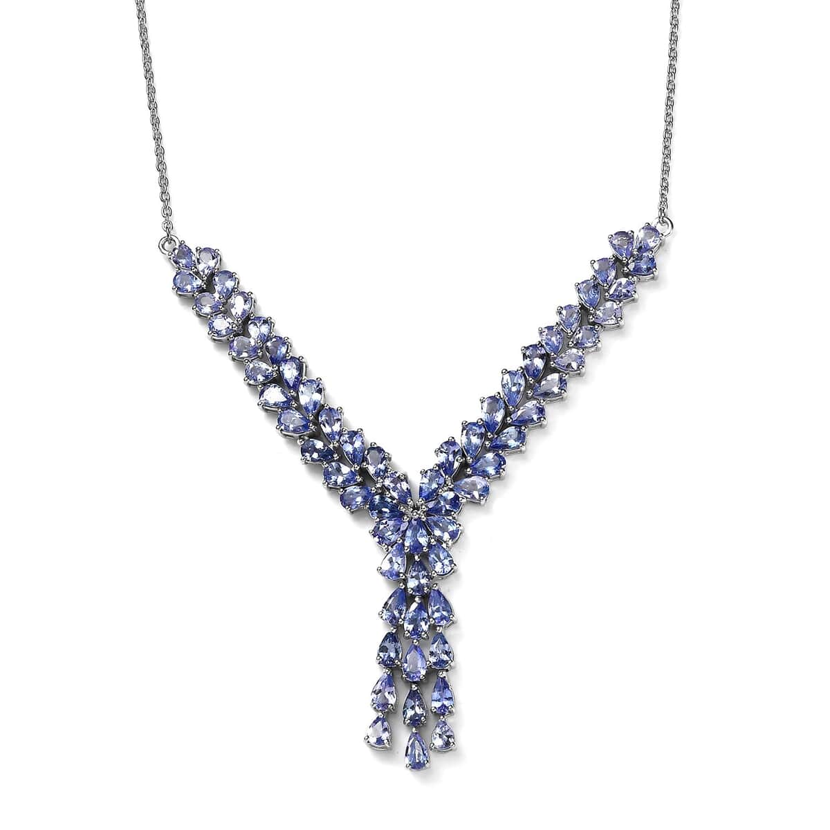 Tanzanite Y-Shape Necklace 18 Inches in Platinum Over Sterling Silver 10.35 ctw image number 0