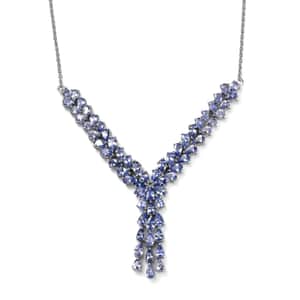 Tanzanite Y-Shape Necklace 18 Inches in Platinum Over Sterling Silver 10.35 ctw