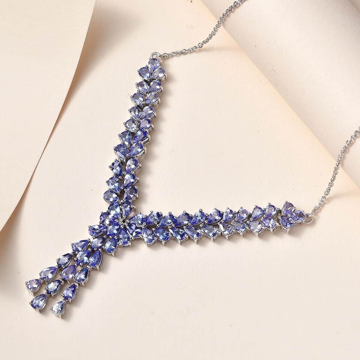 Tanzanite Y-Shape Necklace 18 Inches in Platinum Over Sterling Silver 10.35 ctw image number 1