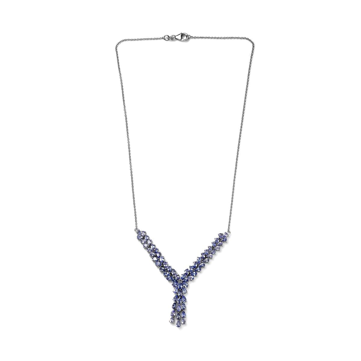 Tanzanite Y-Shape Necklace 18 Inches in Platinum Over Sterling Silver 10.35 ctw image number 3