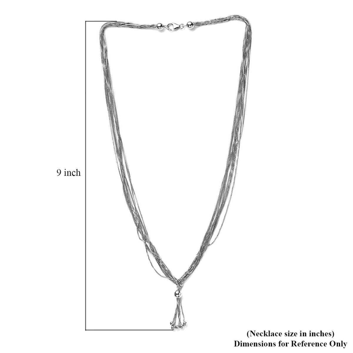 Platinum Over Sterling Silver Multi Layer Tassel Chain Necklace 20 Inches 12.90 Grams image number 5