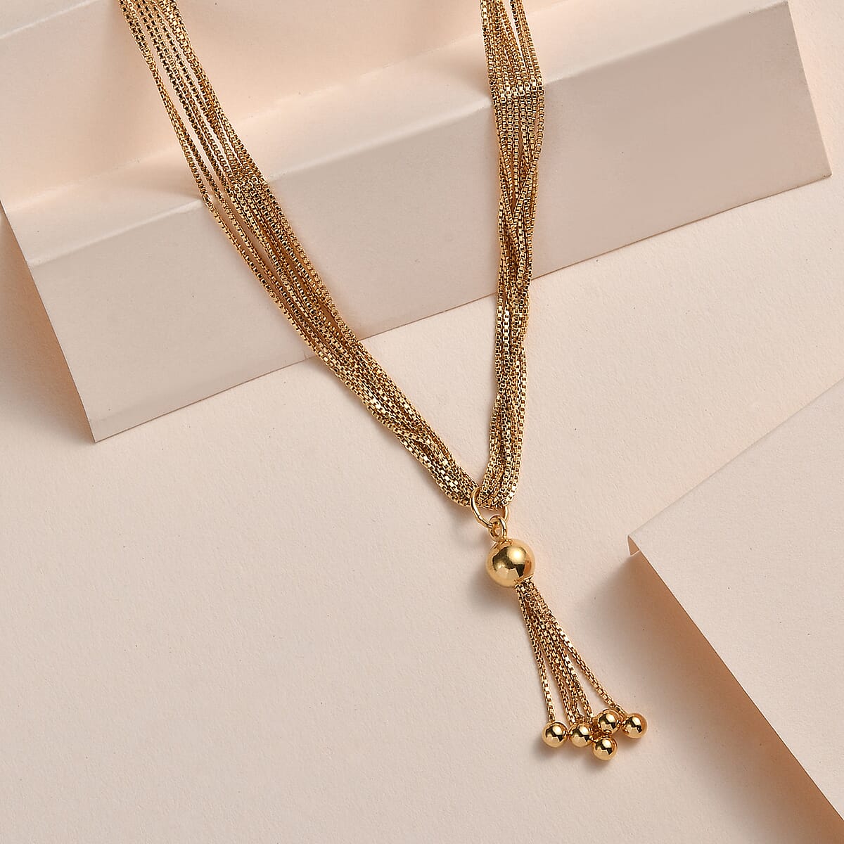 Vermeil Yellow Gold Over Sterling Silver Multi Strand Necklace 20 Inches 12.90 Grams image number 1