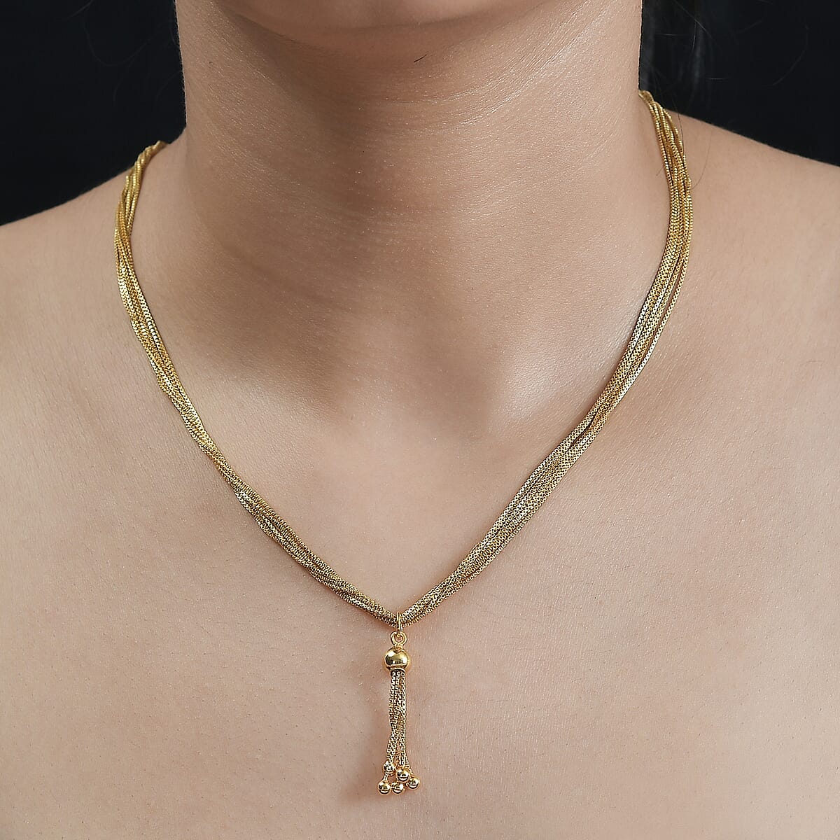 Vermeil Yellow Gold Over Sterling Silver Multi Strand Necklace 20 Inches 12.90 Grams image number 2