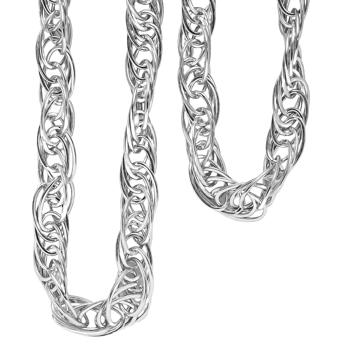 8mm Multi Oval Link Rope Chain Necklace in Platinum Over Sterling Silver 20 Inches 48 Grams image number 0