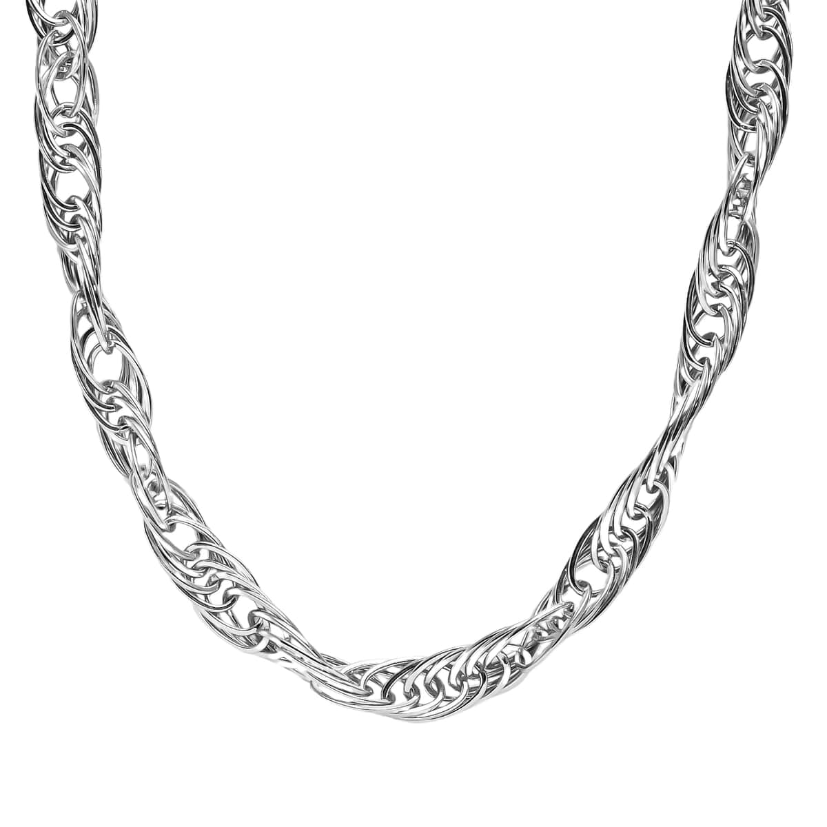 8mm Multi Oval Link Rope Chain Necklace in Platinum Over Sterling Silver 20 Inches 48 Grams image number 2