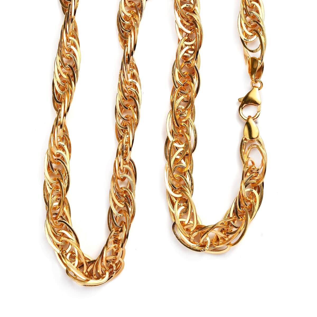 Vermeil Yellow Gold Over Sterling Silver 8mm Multi Oval Link Fancy Chain Necklace 20 Inches 48 Grams image number 0