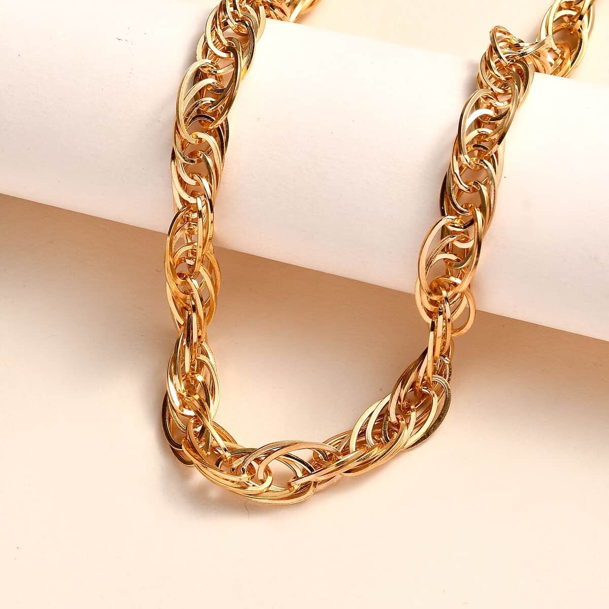 Vermeil Yellow Gold Over Sterling Silver 8mm Multi Oval Link Fancy Chain Necklace 20 Inches 48 Grams image number 1