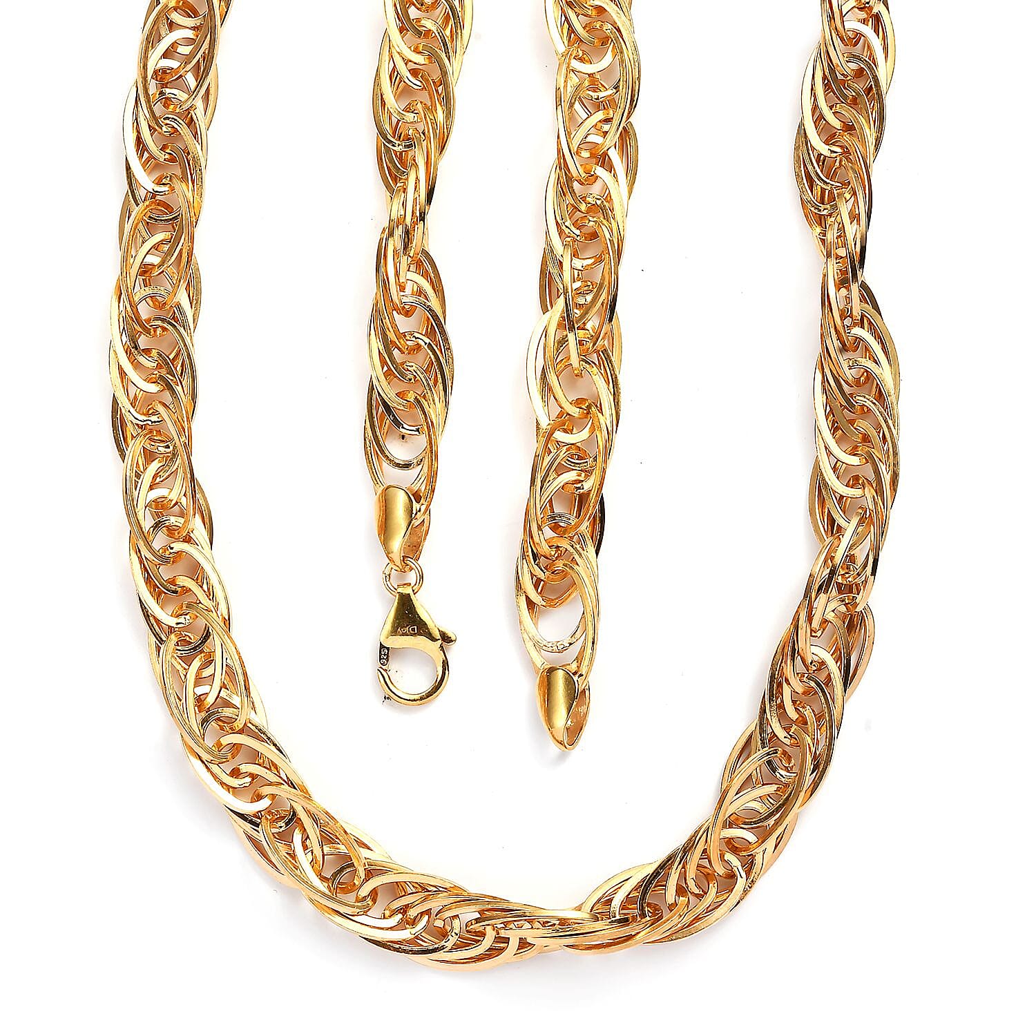Vermeil Yellow Gold Over Sterling Silver 8mm Multi Oval Link Fancy Chain Necklace 20 Inches 48 Grams