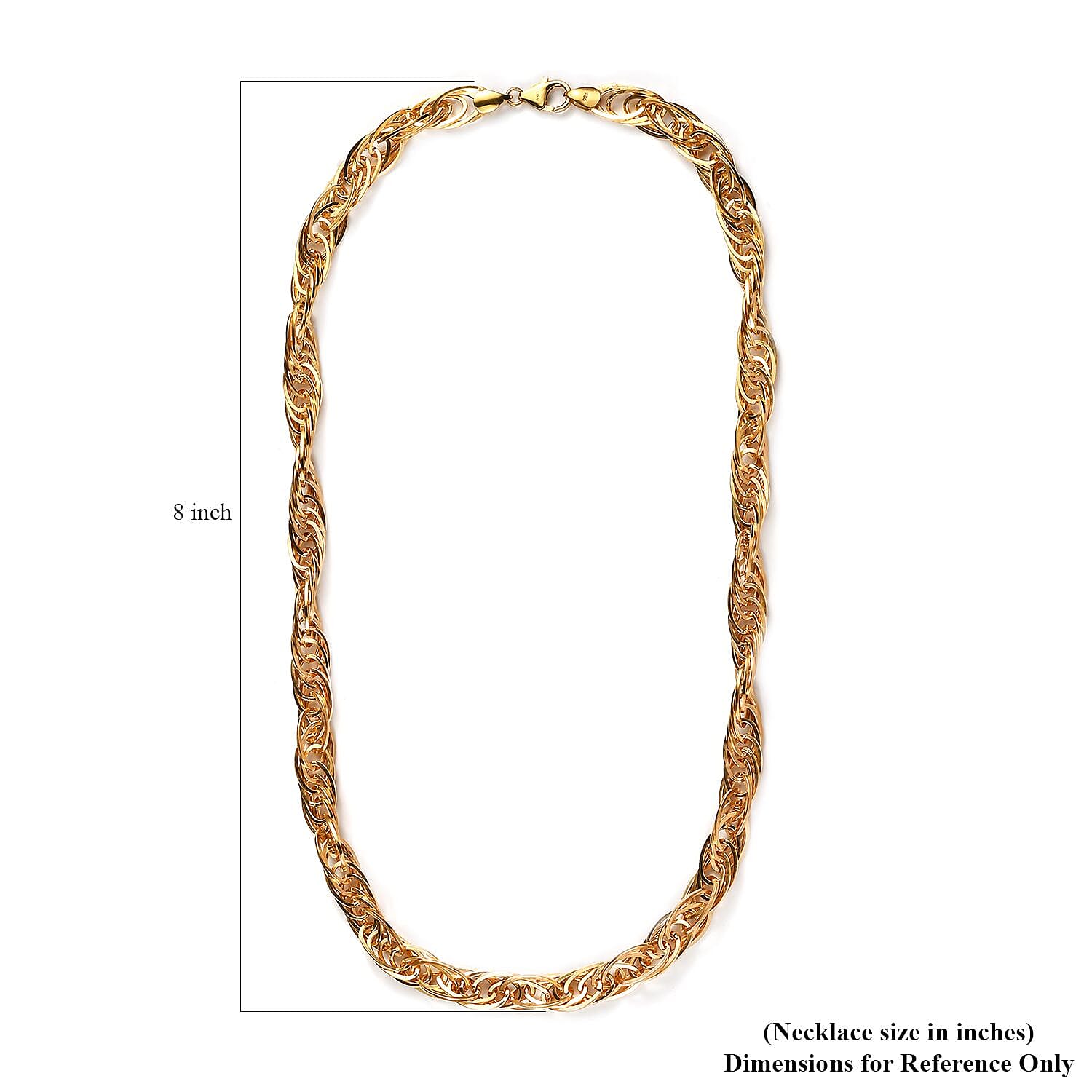 Vermeil Yellow Gold Over Sterling Silver 8mm Multi Oval Link Fancy Chain Necklace 20 Inches 48 Grams
