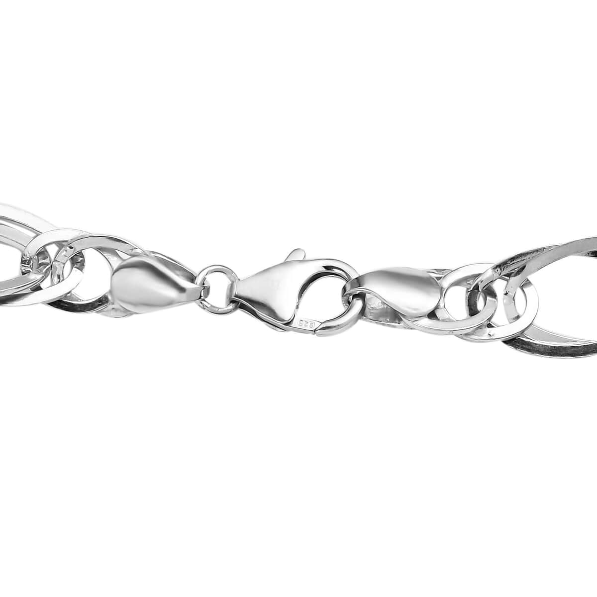 Platinum Over Sterling Silver 10mm Oval Link Chain Necklace 20 Inches 24 Grams image number 4