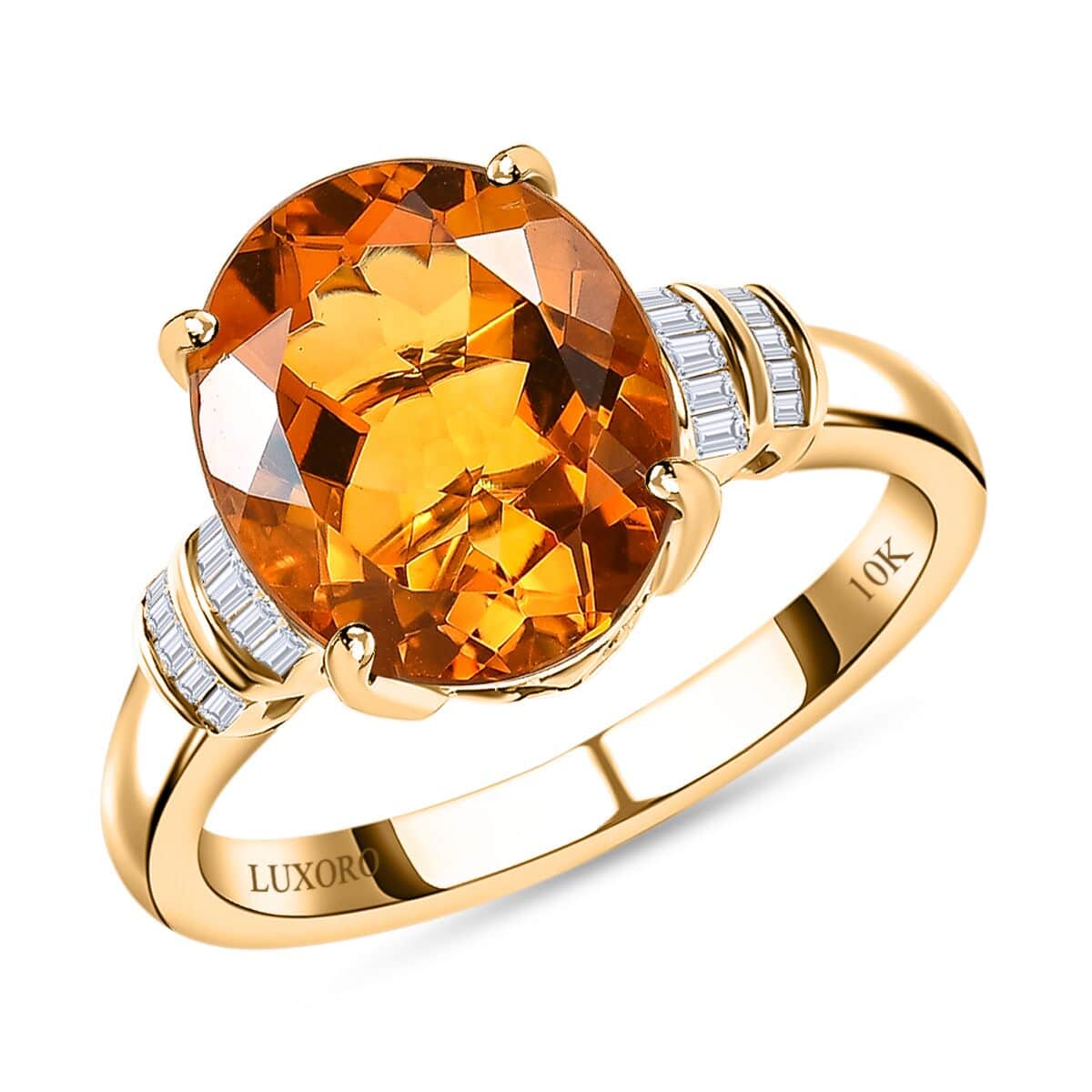 Luxoro 10K Yellow Gold Premium Santa Ana Madeira Citrine and Diamond Ring (Size 10.0) 4.35 ctw image number 0