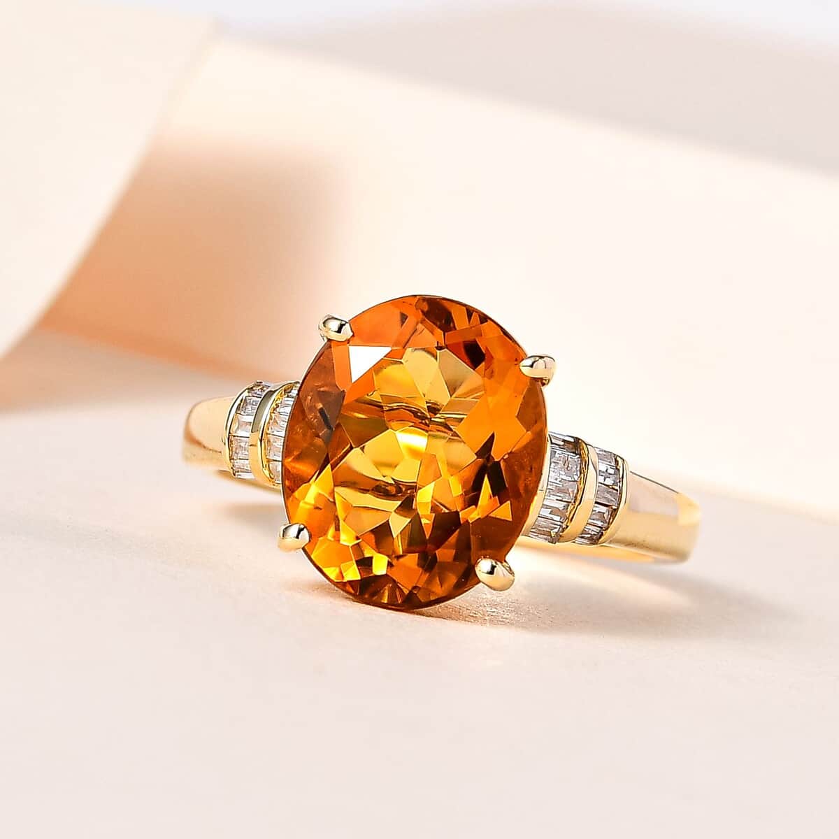 Luxoro 10K Yellow Gold Premium Santa Ana Madeira Citrine and Diamond Ring (Size 10.0) 4.35 ctw image number 1