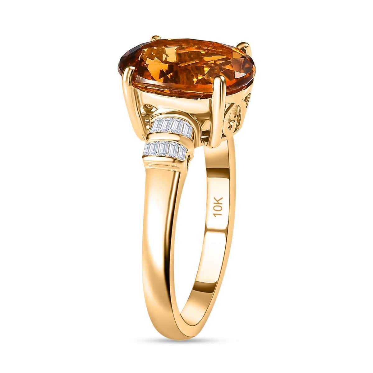 Luxoro 10K Yellow Gold Premium Santa Ana Madeira Citrine and Diamond Ring (Size 10.0) 4.35 ctw image number 3