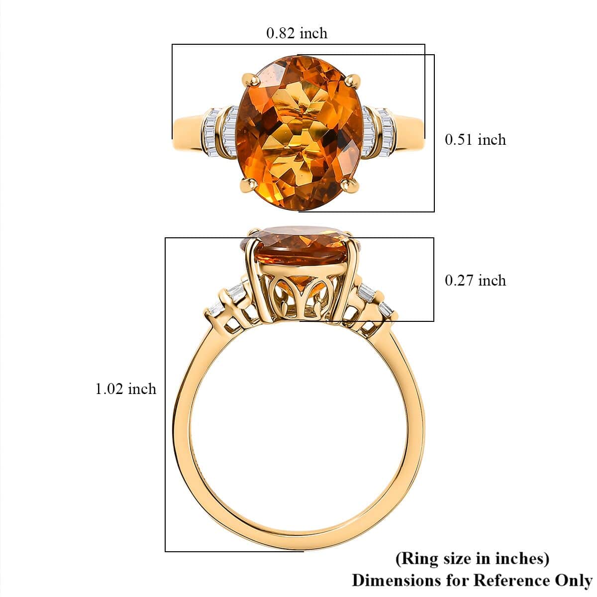 Luxoro 10K Yellow Gold Premium Santa Ana Madeira Citrine and Diamond Ring (Size 10.0) 4.35 ctw image number 5