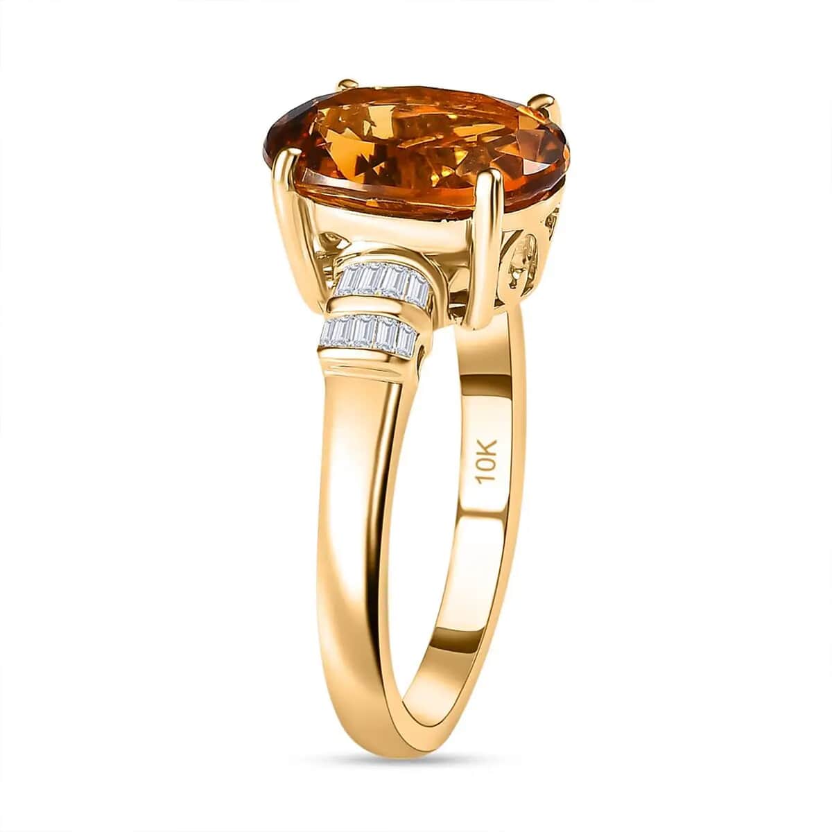 Luxoro Premium Santa Ana Madeira Citrine and Diamond 4.35 ctw Ring in 10K Yellow Gold (Size 10.0) image number 8