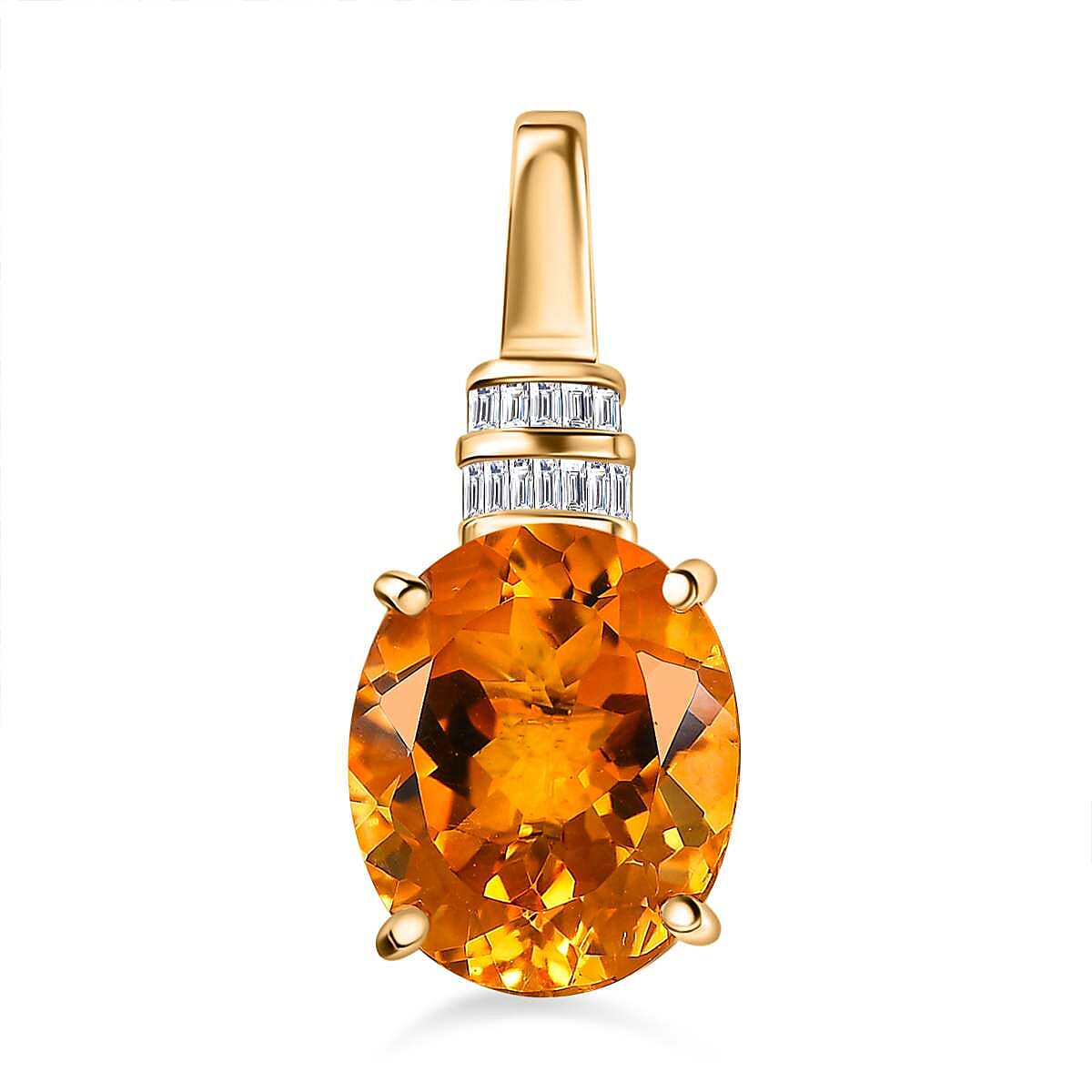 Luxoro 10K Yellow Gold Premium Santa Ana Madeira Citrine and Diamond Pendant 4.35 ctw image number 0