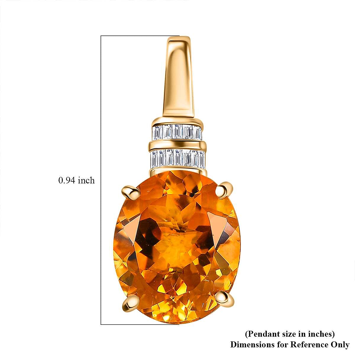 Luxoro 10K Yellow Gold Premium Santa Ana Madeira Citrine and Diamond Pendant 4.35 ctw