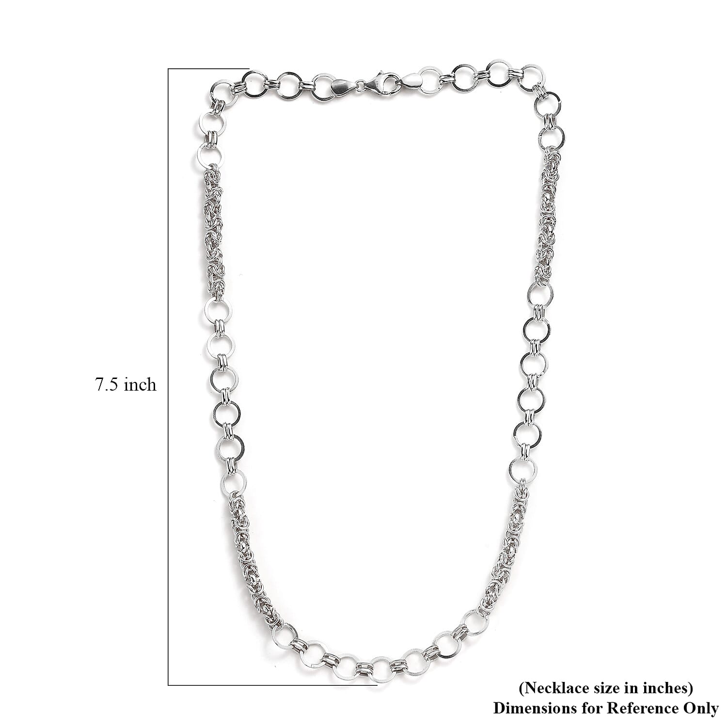 Platinum Over Sterling Silver 8.5mm Fancy Byzantine Link Chain Necklace 20 Inches 25.50 Grams