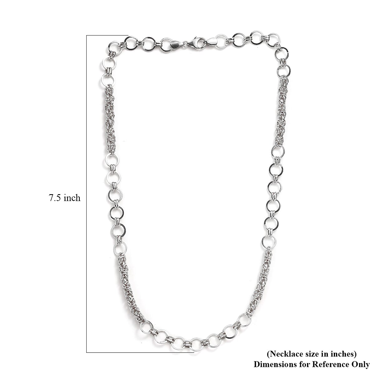 Platinum Over Sterling Silver 8.5mm Fancy Byzantine Link Chain Necklace 20 Inches 25.50 Grams image number 5