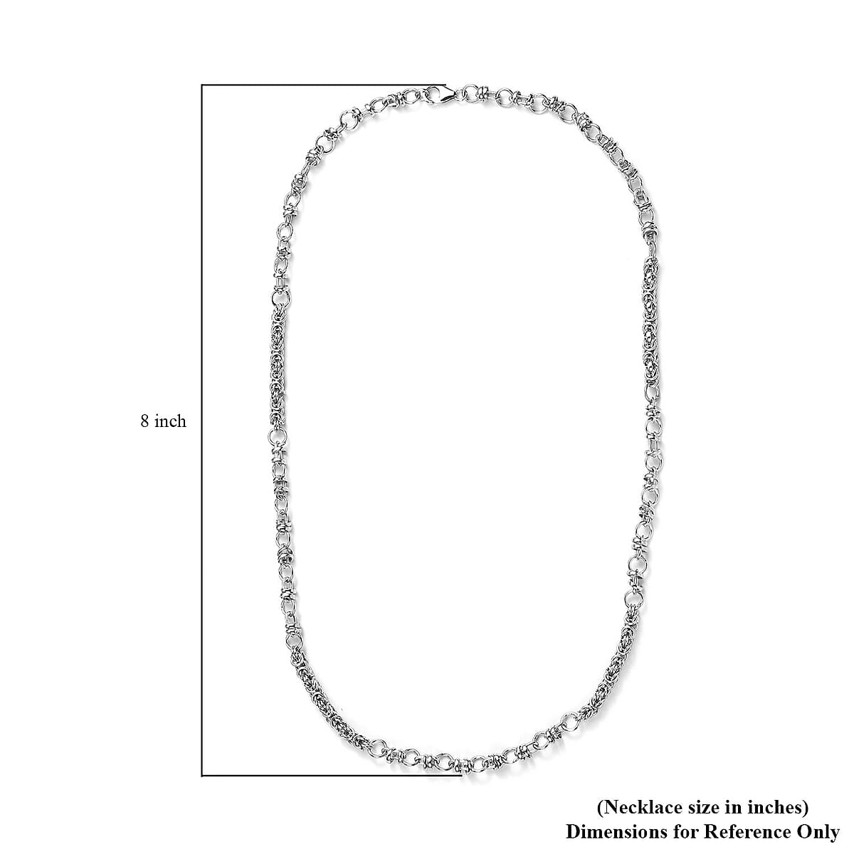 Platinum Over Sterling Silver 8.5mm Fancy Byzantine Link Chain Necklace 20 Inches 22.10 Grams image number 6