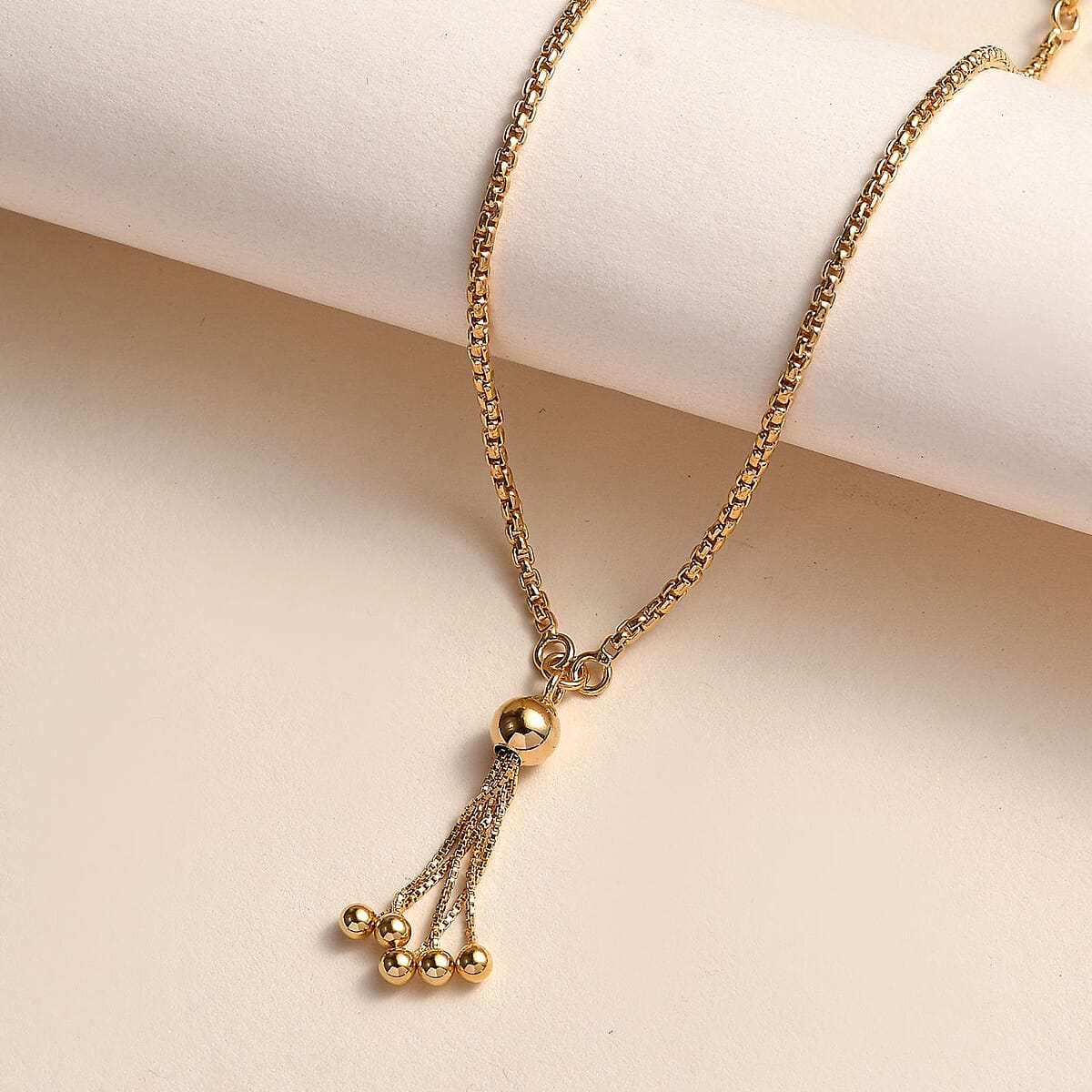 Vermeil Yellow Gold Over Sterling Silver Link Chain Tassel Necklace 20 Inches 10.40 Grams image number 1