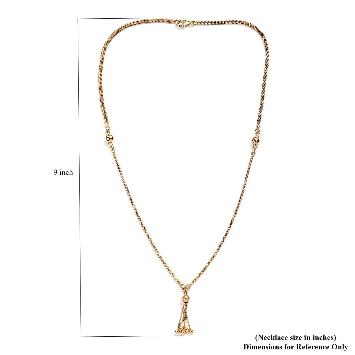 Vermeil Yellow Gold Over Sterling Silver Link Chain Tassel Necklace 20 Inches 10.40 Grams image number 5