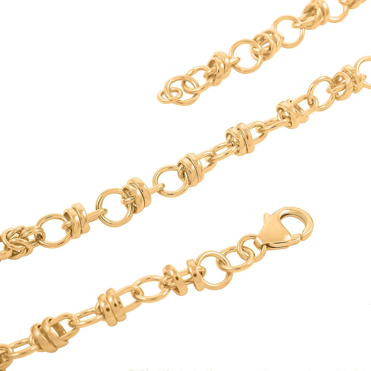 Vermeil Yellow Gold Over Sterling Silver 8.5mm Fancy Byzantine Chain Necklace 20 Inches 22.10 Grams image number 2