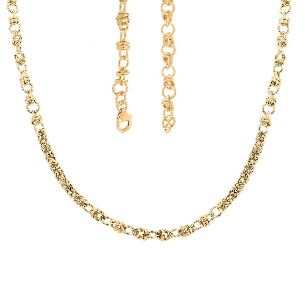 Vermeil Yellow Gold Over Sterling Silver 8.5mm Fancy Byzantine Chain Necklace 20 Inches 22.10 Grams image number 3