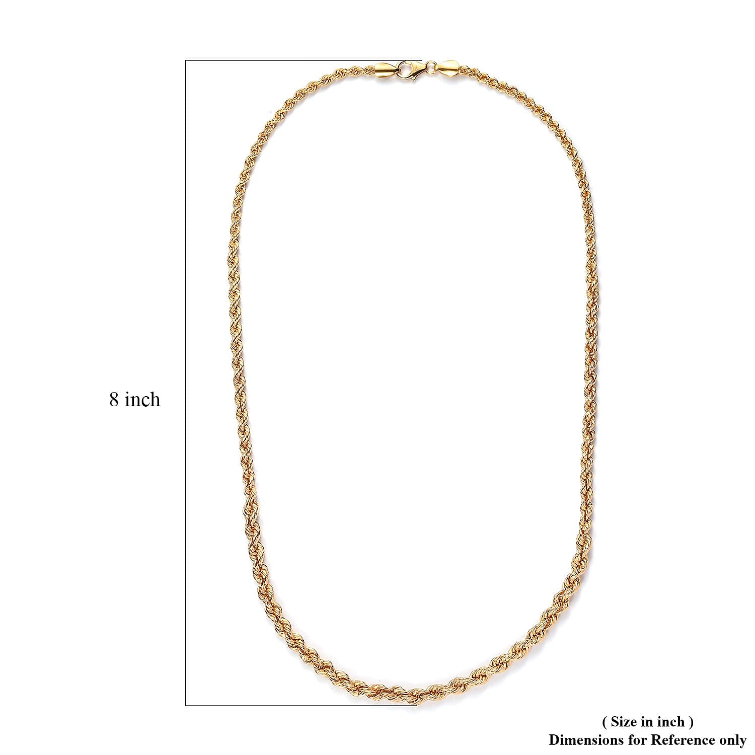 Vermeil Yellow Gold Over Sterling Silver 5mm Rope Chain Necklace 20 Inches 30 Grams