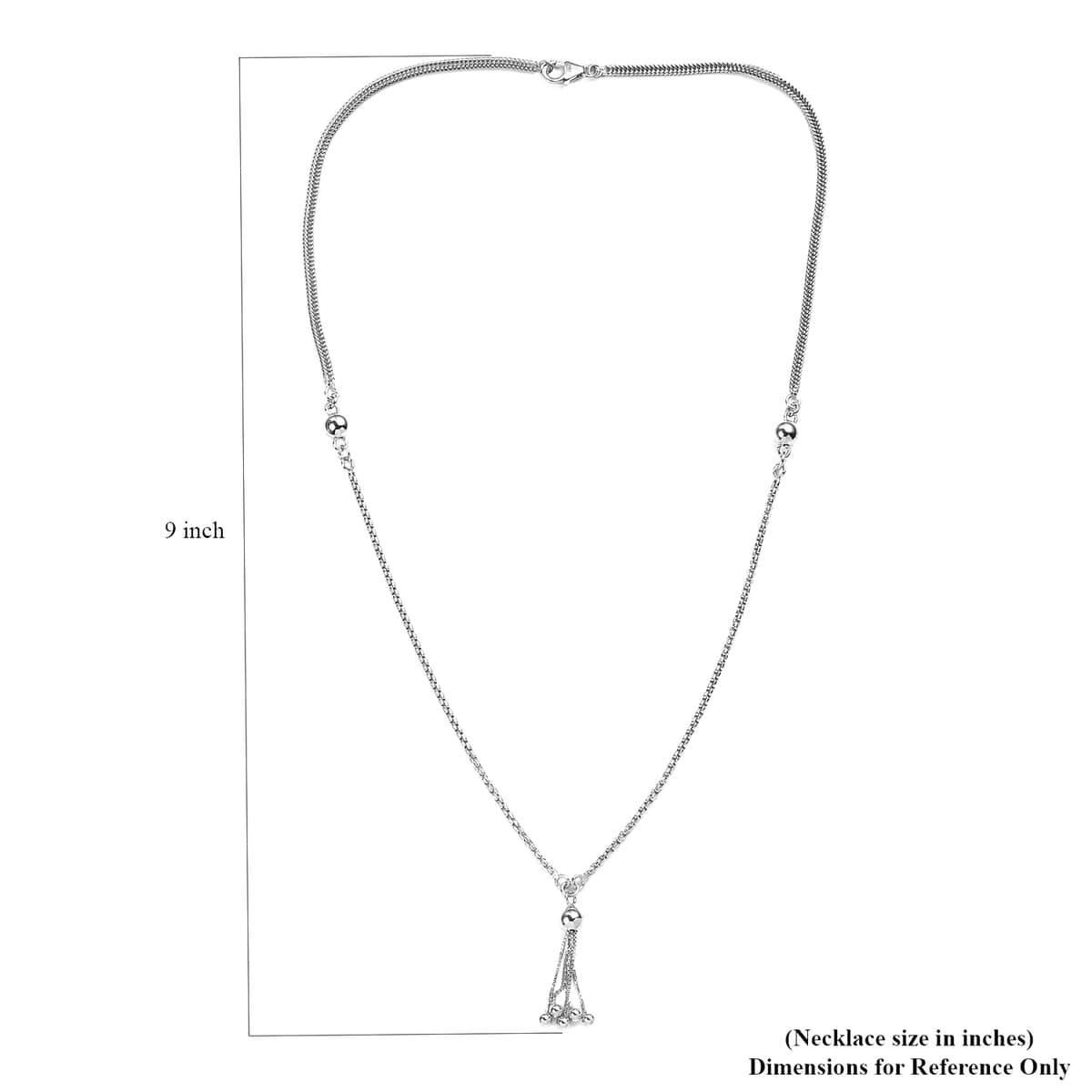 Platinum Over Sterling Silver Oval Link Chain Tassel Necklace 20 Inches 12.75 Grams image number 5