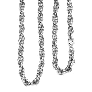 Platinum Over Sterling Silver 5.5mm Rolo Chain Necklace 20 Inches 22 Grams