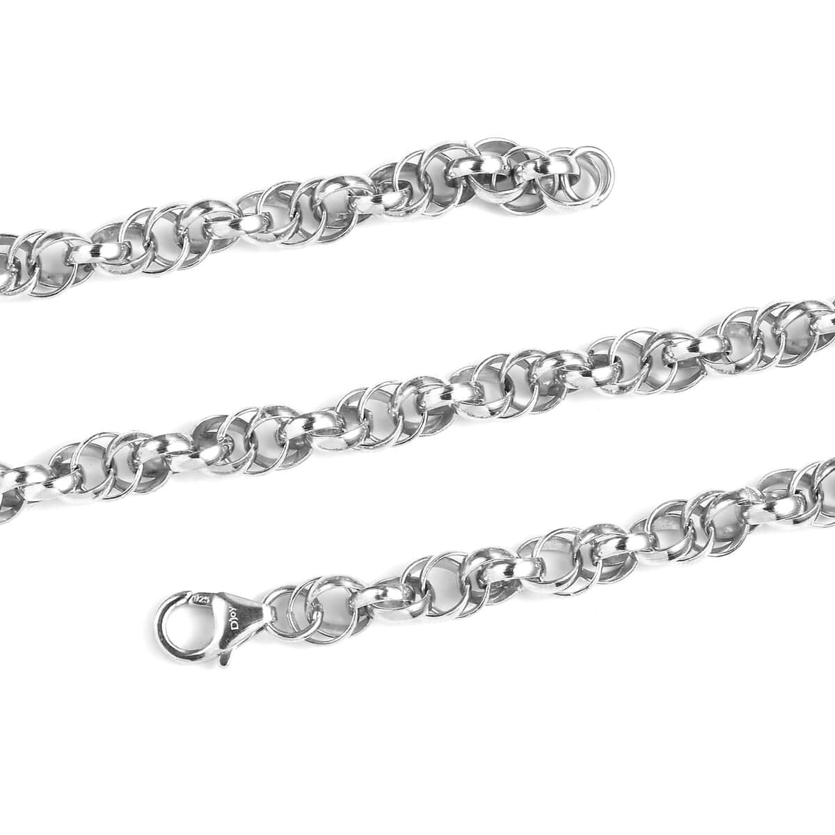 Platinum Over Sterling Silver 5.5mm Rolo Chain Necklace 20 Inches 22 Grams image number 3