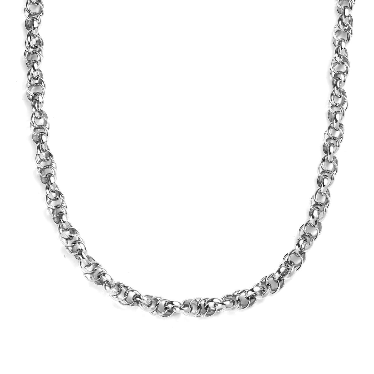 Platinum Over Sterling Silver 5.5mm Rolo Chain Necklace 20 Inches 22 Grams image number 4