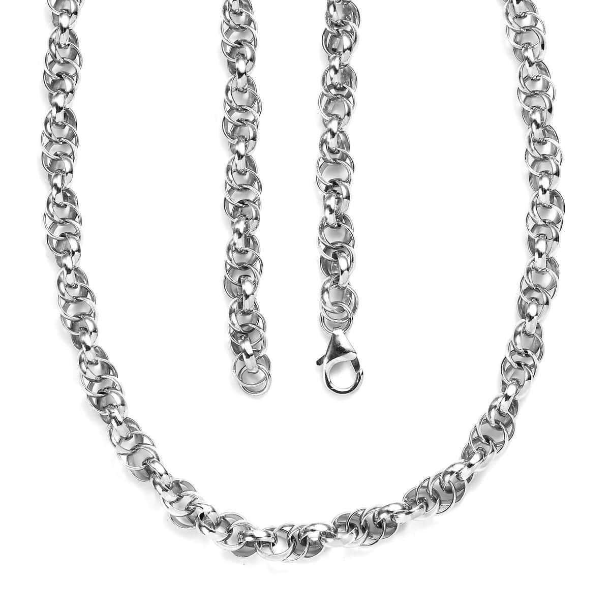Platinum Over Sterling Silver 5.5mm Rolo Chain Necklace 20 Inches 22 Grams image number 5
