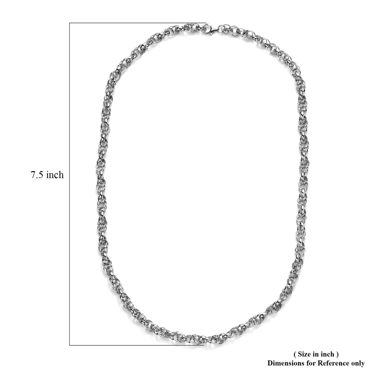 Platinum Over Sterling Silver 5.5mm Rolo Chain Necklace 20 Inches 22 Grams image number 6