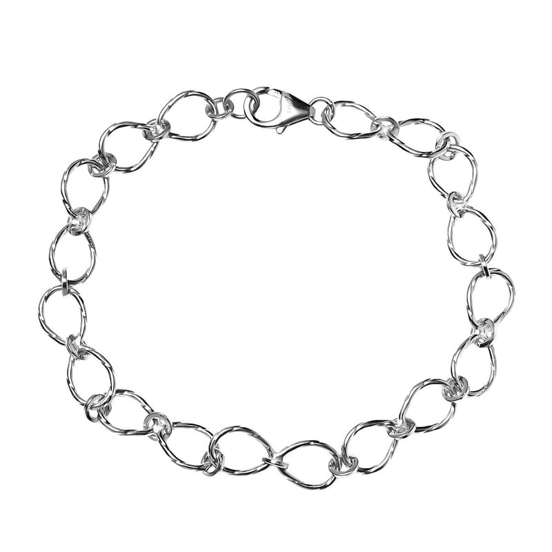 Platinum Over Sterling Silver Oval Link Chain Bracelet (7.25 In) 5.80 Grams