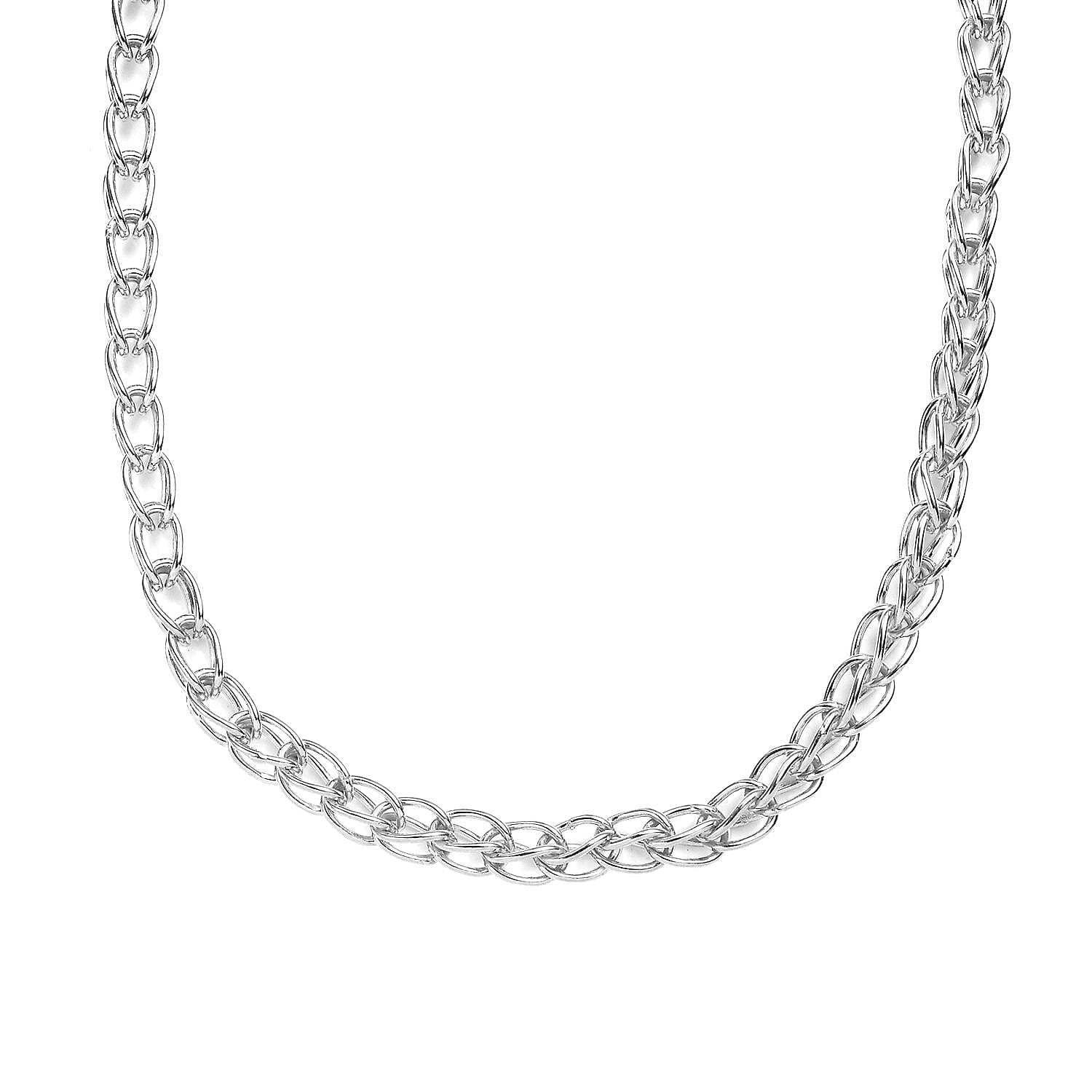 Platinum Over Sterling Silver 5.5mm Interlocking Chain Necklace 20 Inches 28.30 Grams