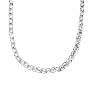 Platinum Over Sterling Silver 5.5mm Interlocking Chain Necklace 20 Inches 28.30 Grams
