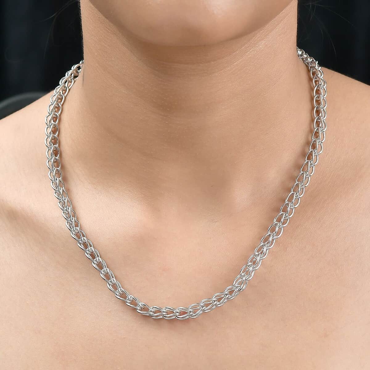Doorbuster Platinum Over Sterling Silver Necklace 20 Inches 28.30 Grams image number 2
