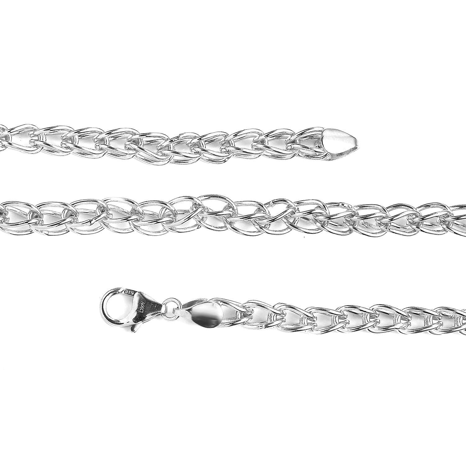 Platinum Over Sterling Silver 5.5mm Interlocking Chain Necklace 20 Inches 28.30 Grams