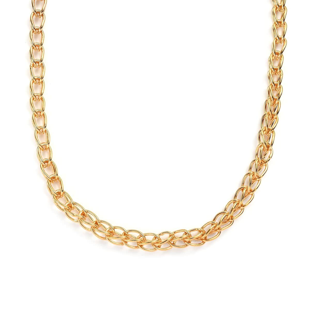 Vermeil Yellow Gold Over Sterling Silver 5.5mm Interlocking Chain Necklace 20 Inches 28.25 Grams image number 0