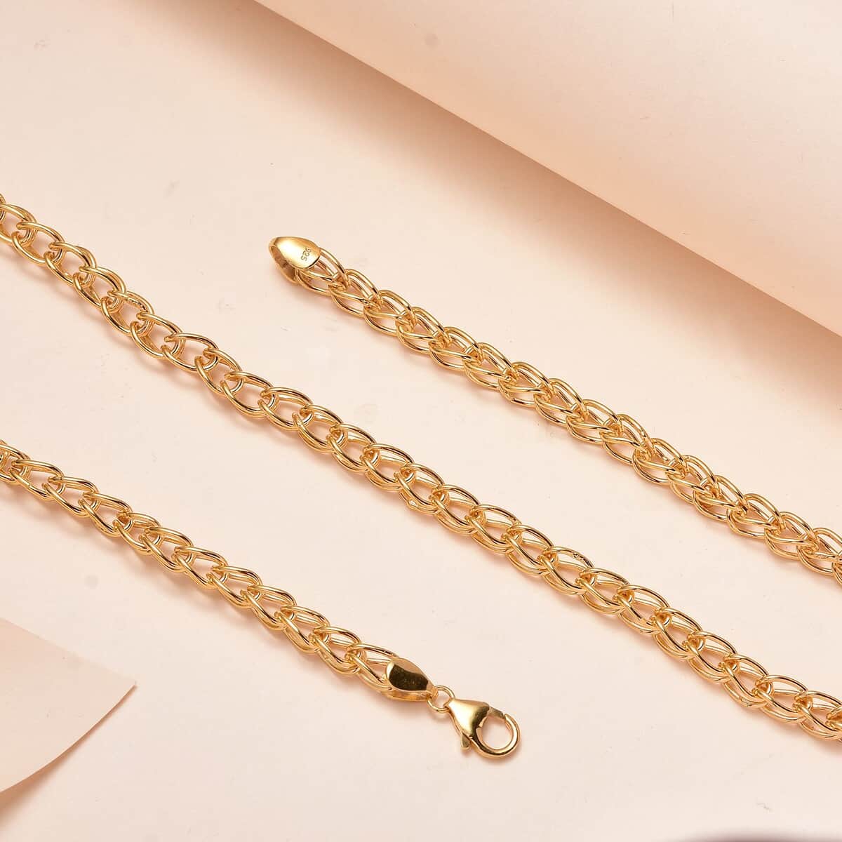 Vermeil Yellow Gold Over Sterling Silver 5.5mm Interlocking Chain Necklace 20 Inches 28.25 Grams image number 1