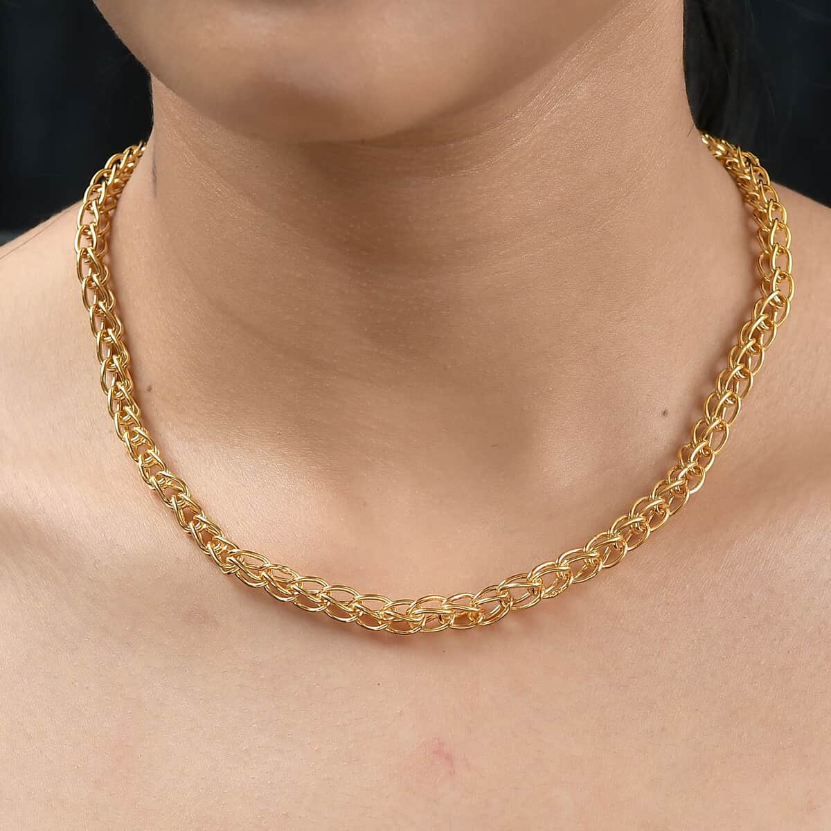 Vermeil Yellow Gold Over Sterling Silver 5.5mm Interlocking Chain Necklace 20 Inches 28.25 Grams image number 2